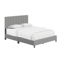 Boyd Sleep Leah Linen Panel Upholstered Platform Bed Frame  Grey  Full