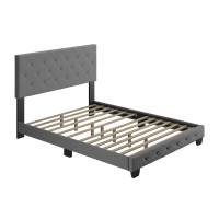 Boyd Sleep Chloe Linen Upholstered Platform Bed Frame  Gray  Queen