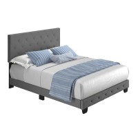 Boyd Sleep Chloe Linen Upholstered Platform Bed Frame  Gray  Queen