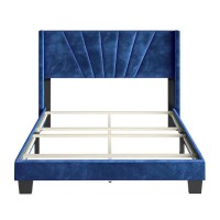 Boyd Sleep Valencia Velvet Upholstered Platform Bed Frame  Blue King