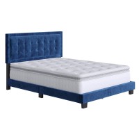 Boyd Sleep Pisa Velvet Upholstered Platform Bed Frame Blue King