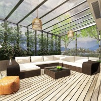 vidaXL 10 Piece Garden Lounge Set with Cushions Poly Rattan Brown 48307