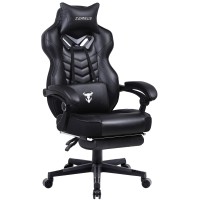 Zeanus Ergonomic Gaming Chair With Footrest Recliner Computer Chair With Massage High Back Office Gamer Chair Big And Tall Racing Game Chair For Adults Chair For Gaming White/Black