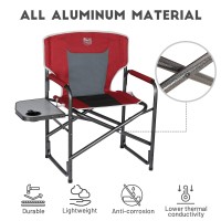 Timber Ridge Lightweight Oversized Camping Chair, Portable Aluminum Directors Chair With Side Table For Outdoor Camping, Lawn, Picnic And Fishing, Supports 400Lbs (Red) Ideal
