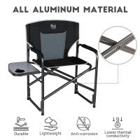 Timber Ridge Lightweight Oversized Camping Chair, Portable Aluminum Directors Chair With Side Table For Outdoor Camping, Lawn, Picnic And Fishing, Supports 400Lbs (Black) Ideal