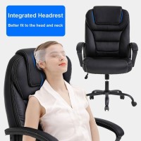 Big And Tall Office Chair 500Lbs Wide Seat Ergonomic Desk Chair With Lumbar Support Arms High Back Pu Leather Executive Task Computer Chair For Heavy People Women,Black
