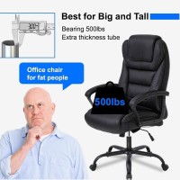 Big And Tall Office Chair 500Lbs Wide Seat Ergonomic Desk Chair With Lumbar Support Arms High Back Pu Leather Executive Task Computer Chair For Heavy People Women,Black