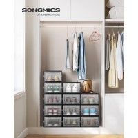 Songmics Shoe Boxes Pack Of 12 Shoe Storage Organizers Stackable Clear Plastic Boxes For Closet Sneakers 91 X 131 X 56 In