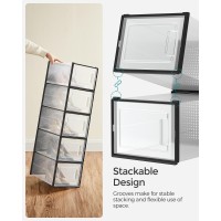 Songmics Shoe Boxes Pack Of 18 Shoe Storage Organizers Stackable Clear Plastic Boxes For Closet Sneakers 99 X 137 X 74 In