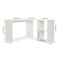 Mondeer L Shaped Desk With Bookshelves, 53.1 Inch Writing Table Modern For Home Office Study(White)