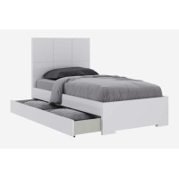 Homeroots 42 X 79 X 48 Gloss White Stainless Steel Twin Bed