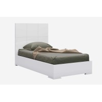 Homeroots 44 X 80 X 48 Gloss White Stainless Steel Twin Bed