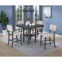 Best Master Furniture Mayur 5 Piece Counter Height Dining Set in Rustic Gray