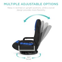 Best Choice Products Swivel Gaming Chair 360 Degree Multipurpose Floor Chair Rocker For Tv, Reading, Playing Video Games W/Lumbar Support, Armrest Handles, Adjustable Foldable Backrest - Black/Blue