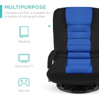 Best Choice Products Swivel Gaming Chair 360 Degree Multipurpose Floor Chair Rocker For Tv, Reading, Playing Video Games W/Lumbar Support, Armrest Handles, Adjustable Foldable Backrest - Black/Blue