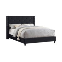 Best Master Furniture Valentina Velvet Wingback Platform Full Bed in Black