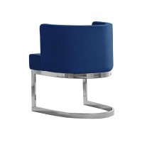 Navy Blue Velvet Side Chair with Silver Chrome Base Single