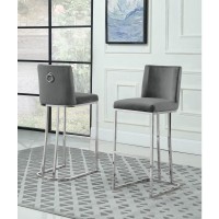 29 Velvet Barstool Dark Grey Chrome Base Set of 2