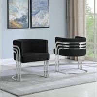 Single Velvet Barrel Chair Chrome Legs Black