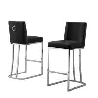 24 Velvet Counter Stool Black Chrome Base Set of 2