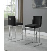 24 Velvet Counter Stool Black Chrome Base Set of 2