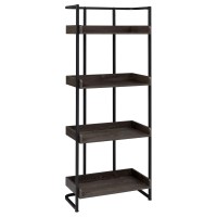 Ember 4shelf Bookcase Dark Oak and Sandy Black