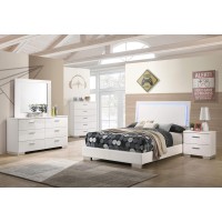 Felicity Full Panel Bed with LED Lighting Glossy White