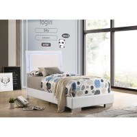 Exquisite contemporary design with clean lines and a cool, airy design aestheticDesigner white polyurethane coated and polished to a superb high-gloss finishBed headboard features blue LED touch lighting for ambianceCollection offers three stylish bed opt