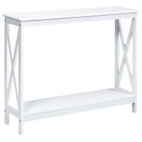Giantex Console Table 2-Tier With Storage Shelf,X-Design Bookshelf Narrow Accent Table For Entryway Hallway Living Room Sofa Side Table (White)
