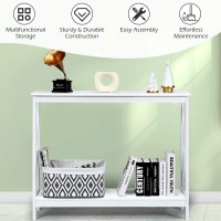 Giantex Console Table 2-Tier With Storage Shelf,X-Design Bookshelf Narrow Accent Table For Entryway Hallway Living Room Sofa Side Table (White)