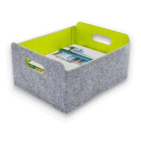 Welaxy Storage Baskets Collapsible Felt Storage Bin Foldable Shelf Drawers Organizers Bins Organizie Box With Handles For Kids Toys Pet Toy Books Clothes Makeup Junk Organise (Green Grow)