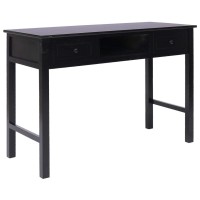 vidaXL Writing Desk, Computer Desk with Storage Drawers, Laptop Table for Home Office, Workstation Table, Farmhouse Scandinavian, Black Wood