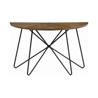 Brinnon Semicircle Sofa Table Dark Brown and Black