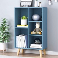 Iotxy Wooden Open Shelf Bookcase 3Tier Floorstanding Display Cabinet Rack With Legs 5 Cubes Free Standing Bookshelf Tiffany