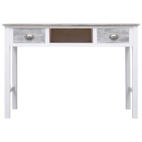 vidaXL Writing Desk, Computer Desk with Storage Drawers, Laptop Table for Home Office, Workstation Table, Farmhouse Scandinavian, Gray Wood