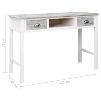 vidaXL Writing Desk, Computer Desk with Storage Drawers, Laptop Table for Home Office, Workstation Table, Farmhouse Scandinavian, White Wood
