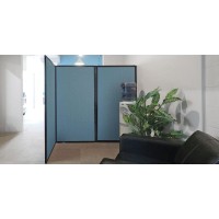 Versare Privacy Screen Folding Panel | Durable Wall Partition | Lightweight Portable Room Divider | Tackable | Cloud Gray 7'6 Wide x 7'4 Tall Fabric Panels
