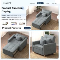 Esright 40 Inch Sleeper Chair Bed 3-In-1 Convertible Futon Chair Multi-Functional Sofa Adjustable Reading/Sleeper Chair With Modern Linen Fabric, Drak Grey