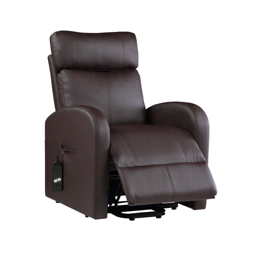 Acme Ricardo Faux Leather Upholstered Recliner With Power Lift In Brown