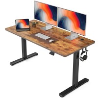 Fezibo Electric Standing Desk 55 X 24 Inches Height Adjustable Stand Up Desk Sit Stand Home Office Desk Computer Desk Rustic