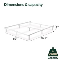 Zinus Compack Metal Bed Frame 7 Inch Support Bed Frame For Box Spring And Mattress Set White Queen