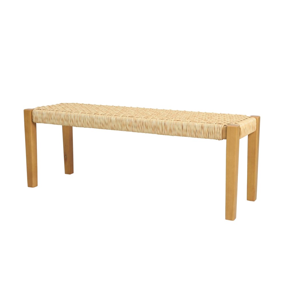 Christopher Knight Home Isaac Indoor Modern Industrial Acacia Wood Bench, Brown, Teak Finish