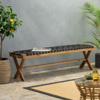 Christopher Knight Home Jeffery Outdoor Acacia Wood Bench With Rope Seating Black And Teak 61X1375X1625 Inches