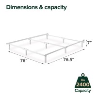 Zinus Compack Metal Bed Frame 7 Inch Support Bed Frame For Box Spring And Mattress Set White King