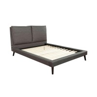 Fabric Upholstered Full Bed with USB Ports, Gray