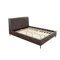 Faux Leather Upholstered King Bed with Metal Legs, Gray