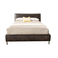 Faux Leather Upholstered California King Bed, Gray
