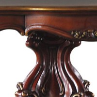 Scalloped Top Dining Table with Scrolled Pedestal Base, Brown