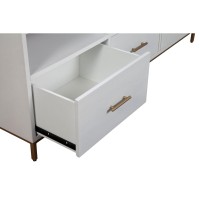 64 Inch 3 Drawer Wooden TV Console with Open Shelves, White