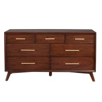 60 Inch Wooden Dresser with 7 Drawers, Brown